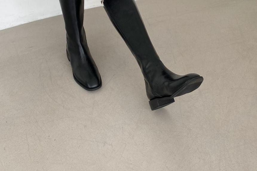 Faux-Leather Zip-Up Tall Boots Product Image