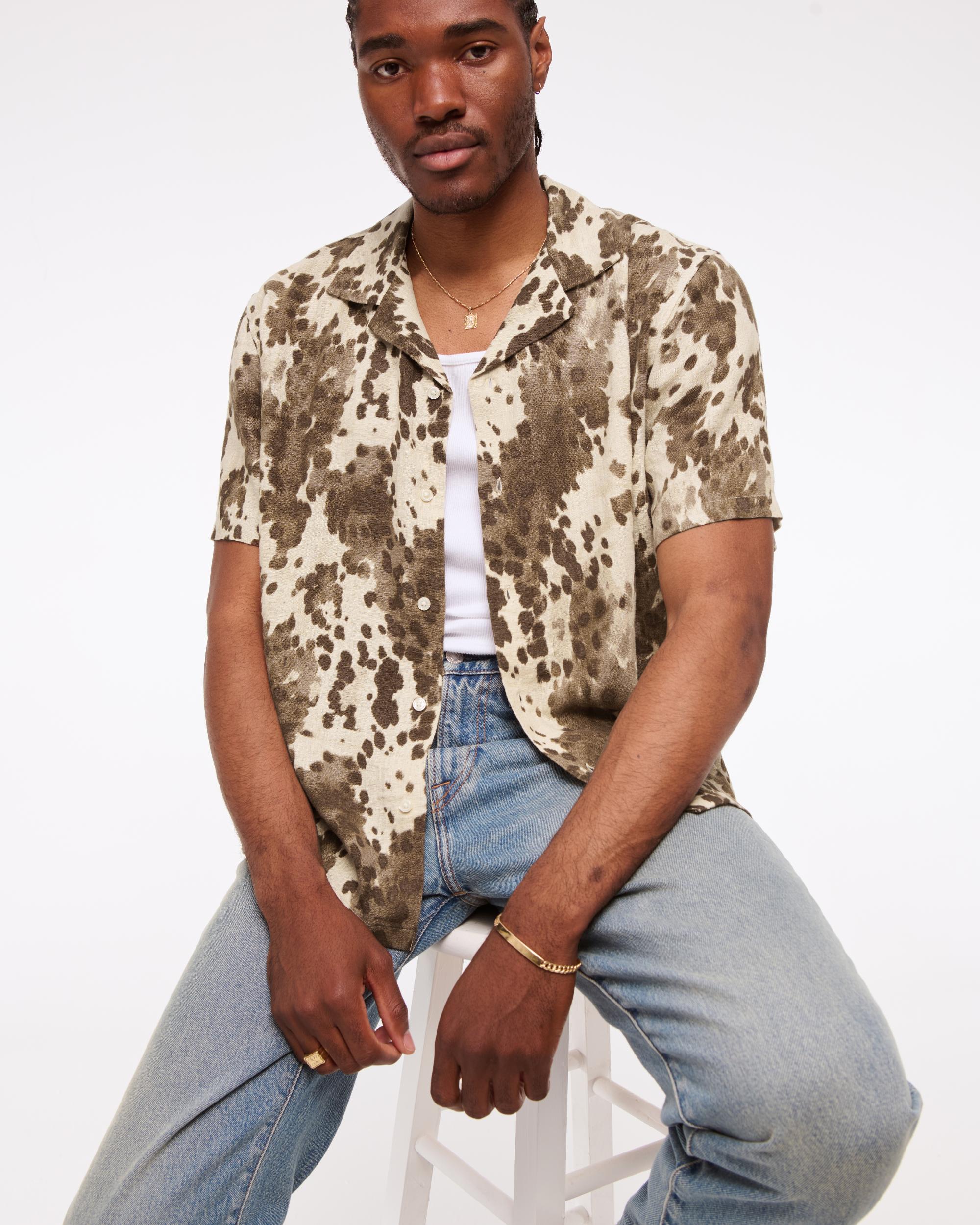 Camp Collar Summer Linen-Blend Shirt Product Image