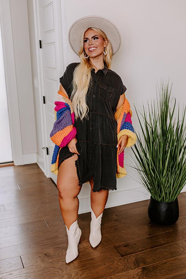 Kaleidoscope Ways Mineral Wash Mini Dress In Black Curves Product Image