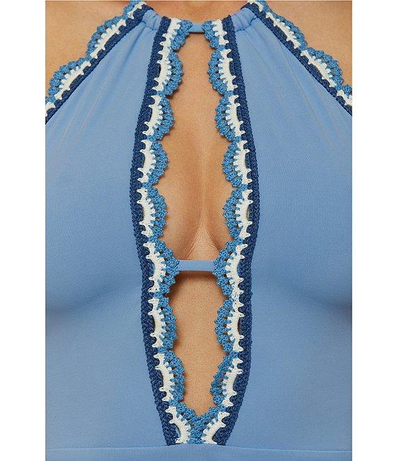 Lucky Brand Malaga Multi Color Crochet High Neck One Piece Swimsuit Product Image