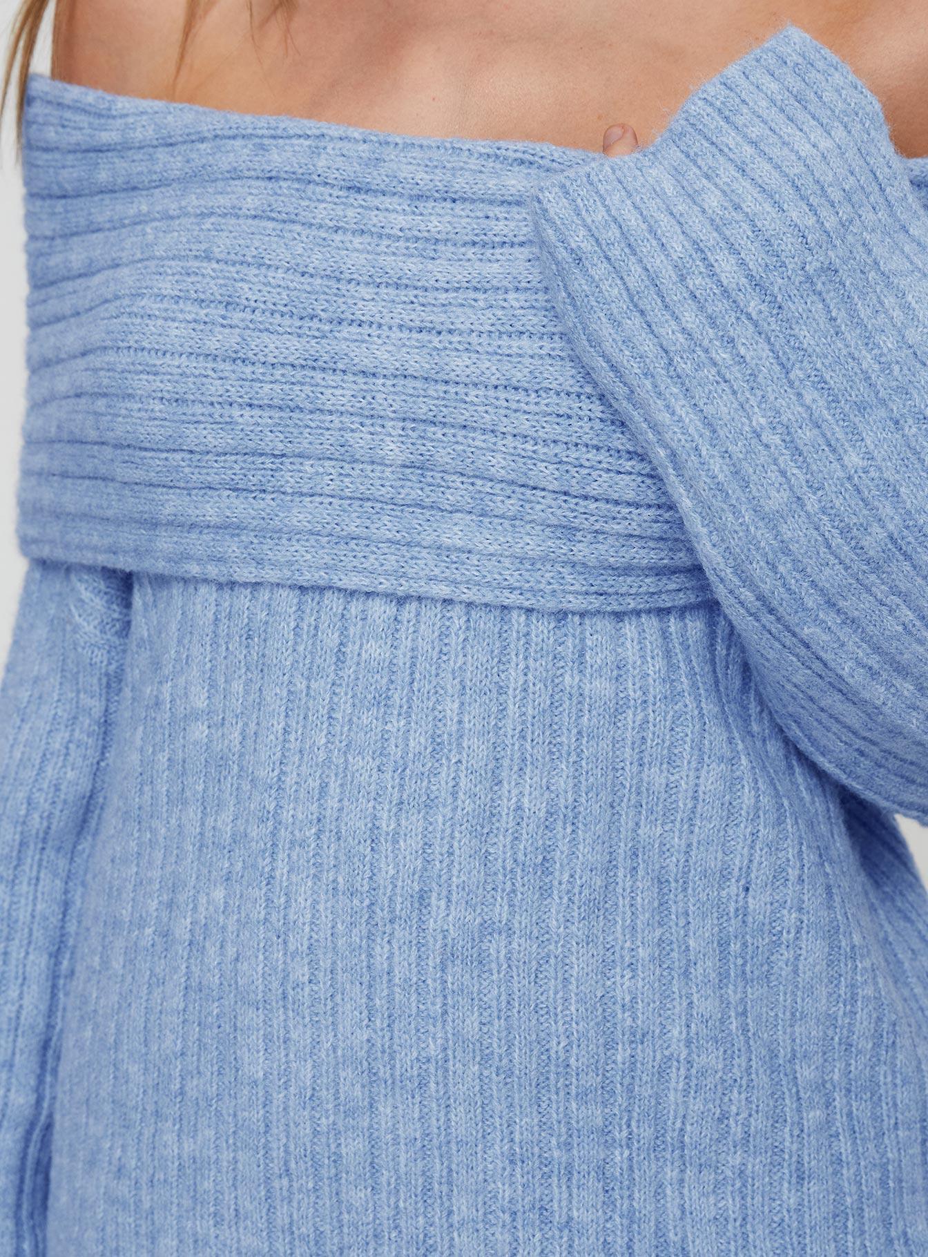 Snowie Off Shoulder Knit Sweater Blue Product Image