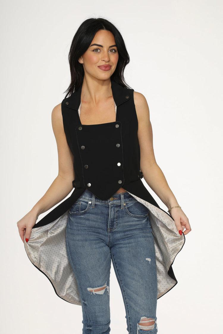 Black& Beige Pin Dot Vest Product Image