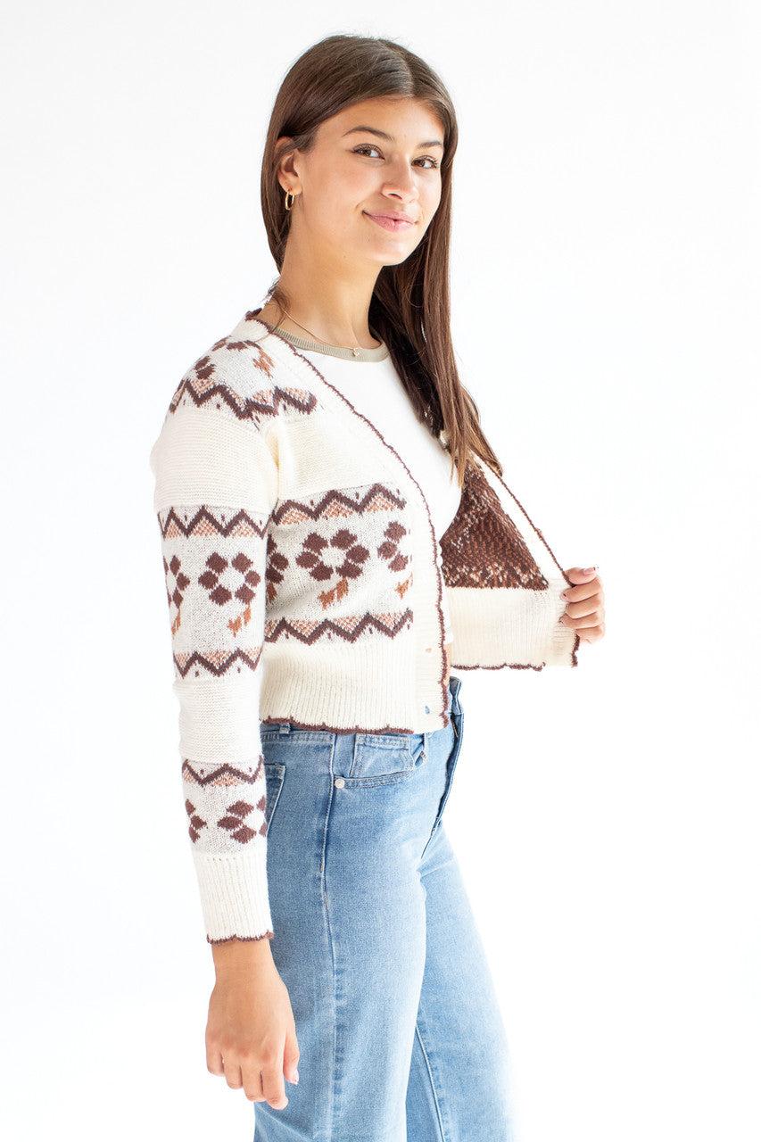 Ivory Chocolate Floral Cardigan Product Image