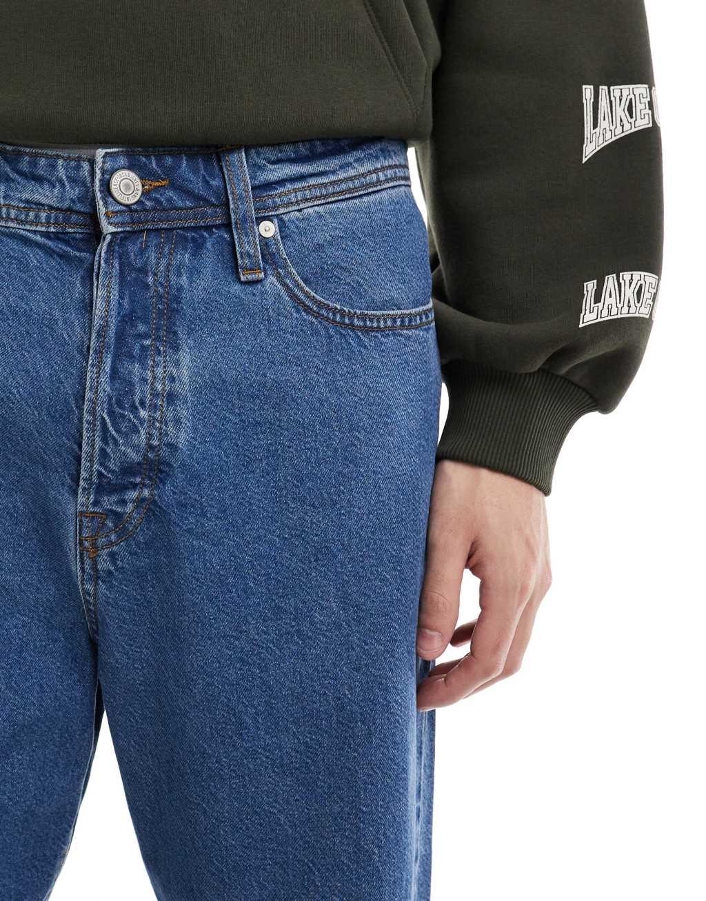 Jack & Jones alex baggy jean in mid blue wash Product Image