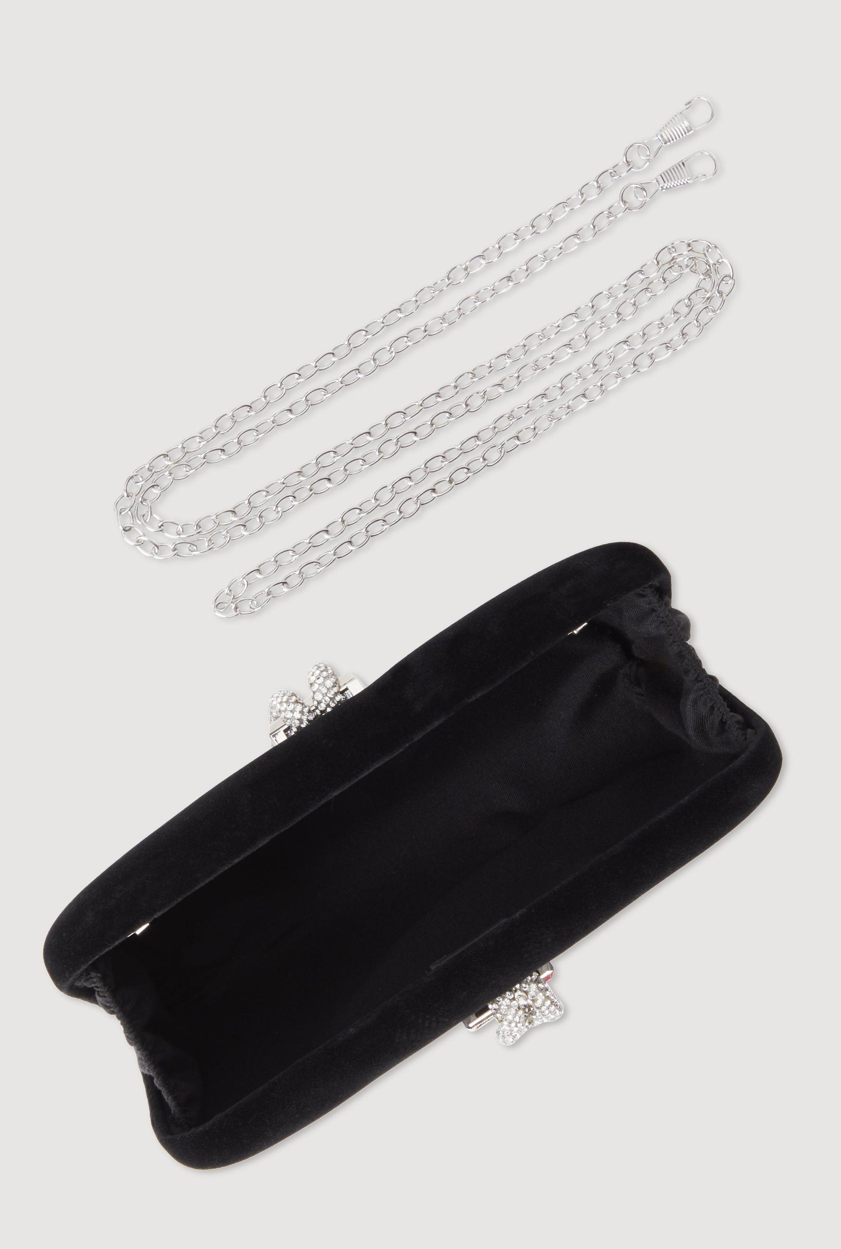 Rhinestone Rope Faux Suede Crossbody Clutch Bag Unisex Product Image