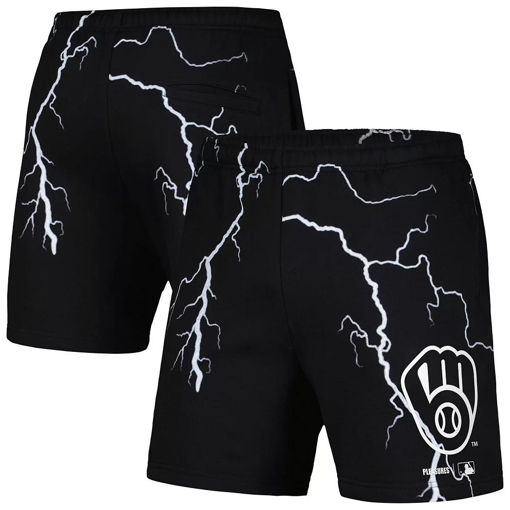 Men's PLEASURES Black Milwaukee Brewers Lightning Shorts,  Product Image