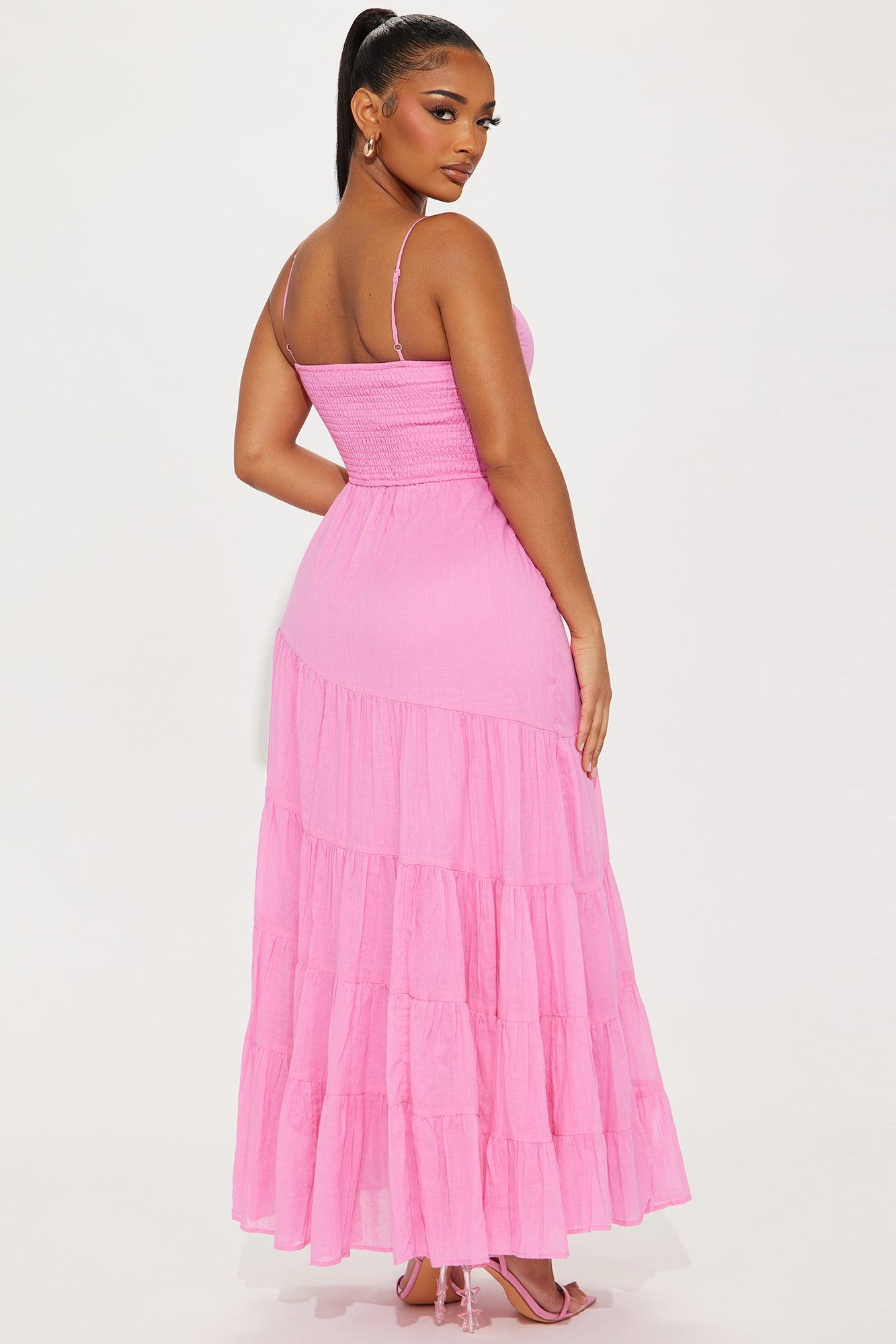 Everly Tiered Maxi Dress - Hot Pink Product Image