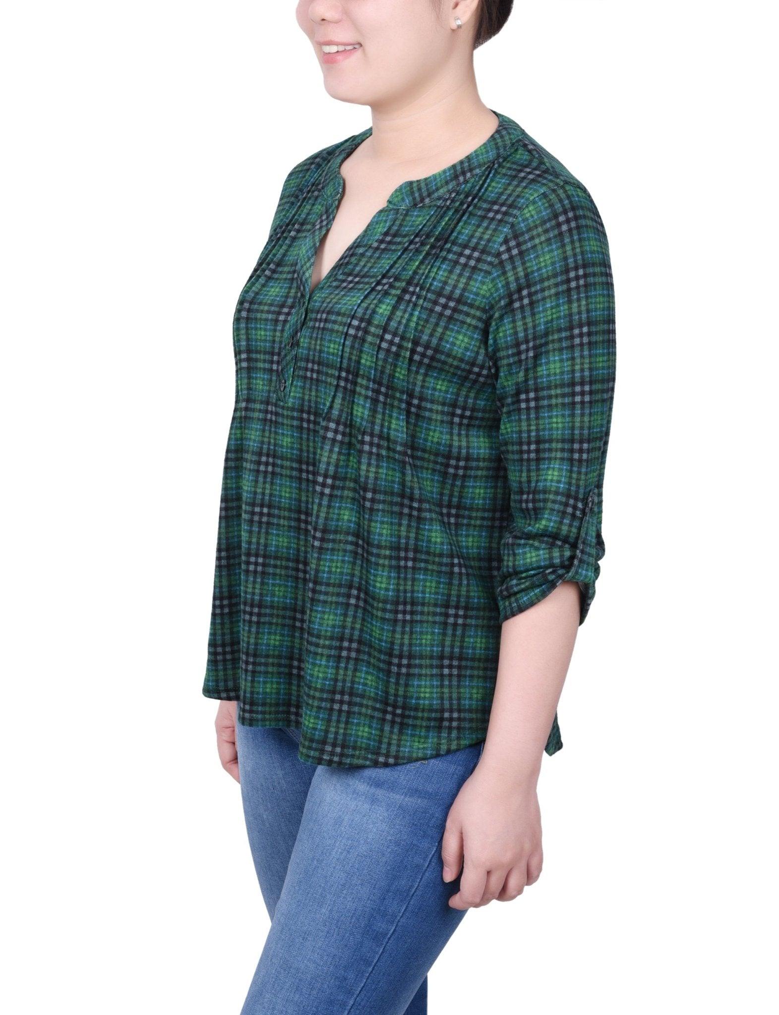 3/4 Length Roll Sleeve Top - Petite Product Image