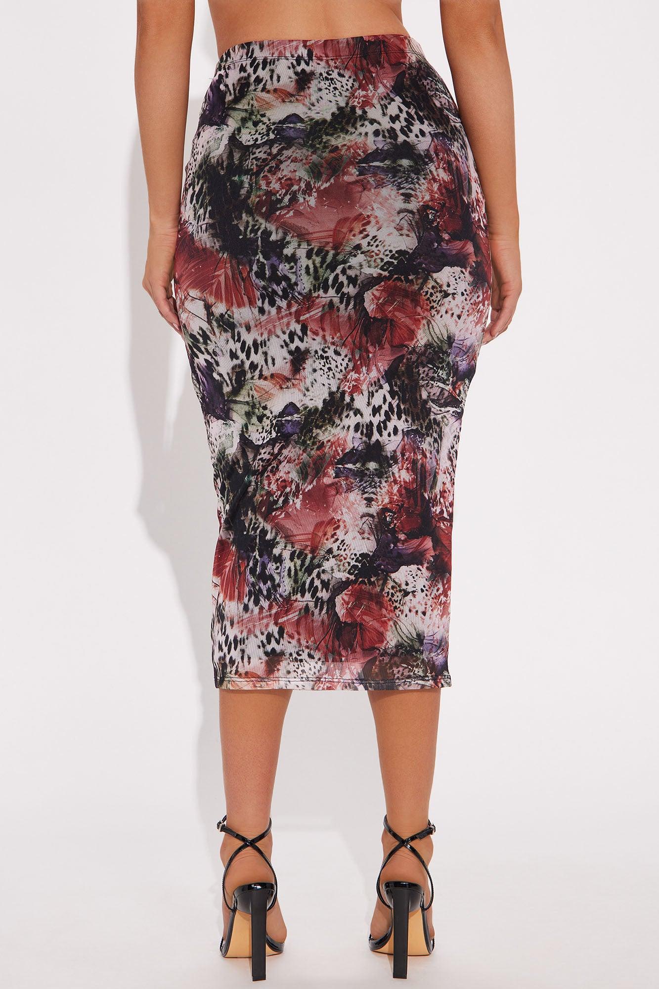 Cosmic Bloom Mesh Midi Skirt - Multi Color Product Image