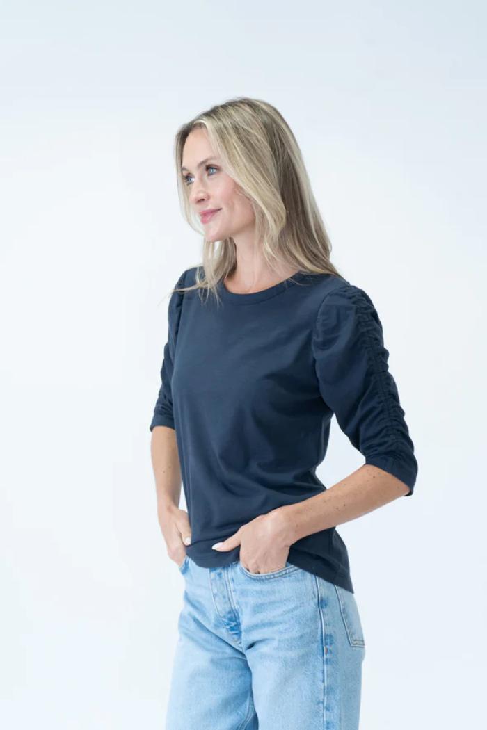 Maria Ruched Sleeve Tee Product Image