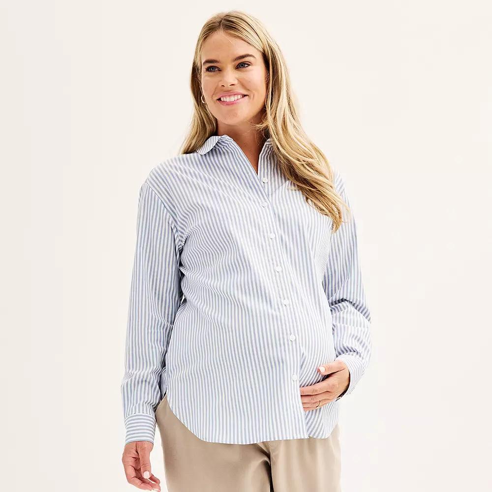 Maternity Sonoma Goods For Life® Button Down Shirt, Women's, Size: XXL-MAT, Blue Stripe Product Image
