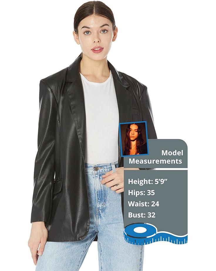 Faux Leather Long Double Breasted Blazer in Carbon Product Image