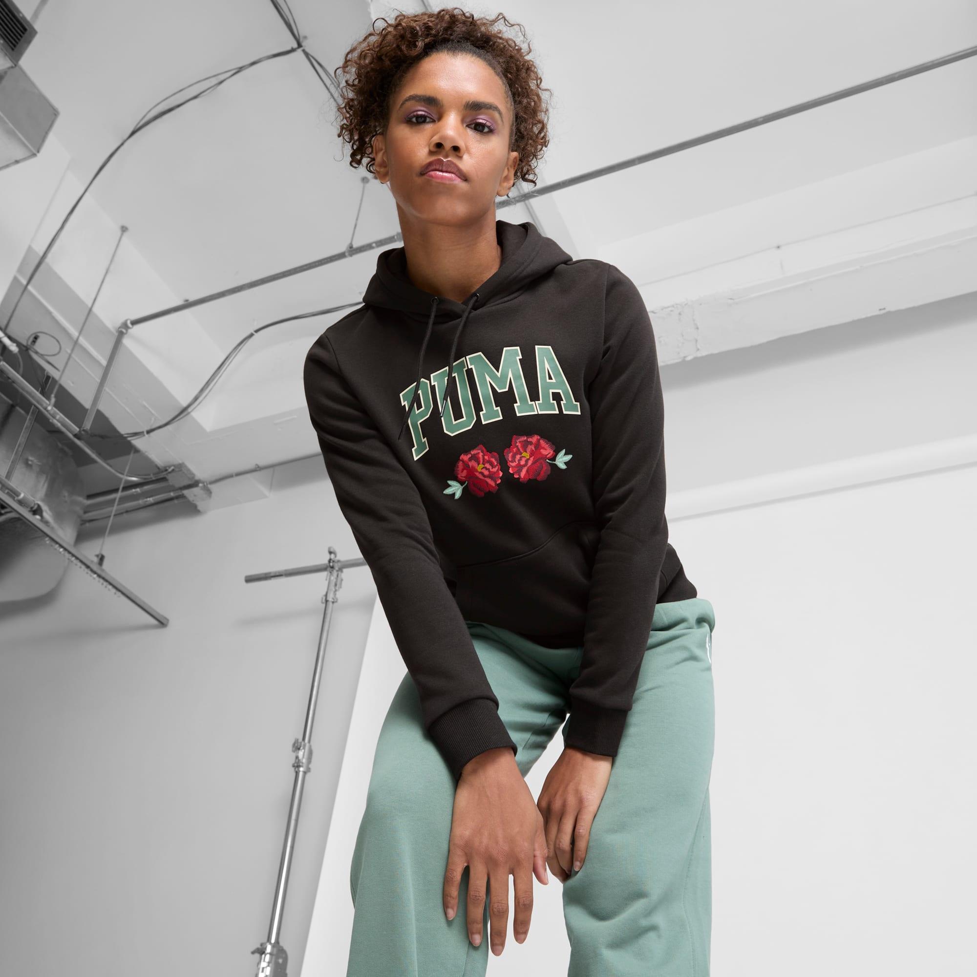 Faux Embroidered Floral Women's Hoodie Product Image