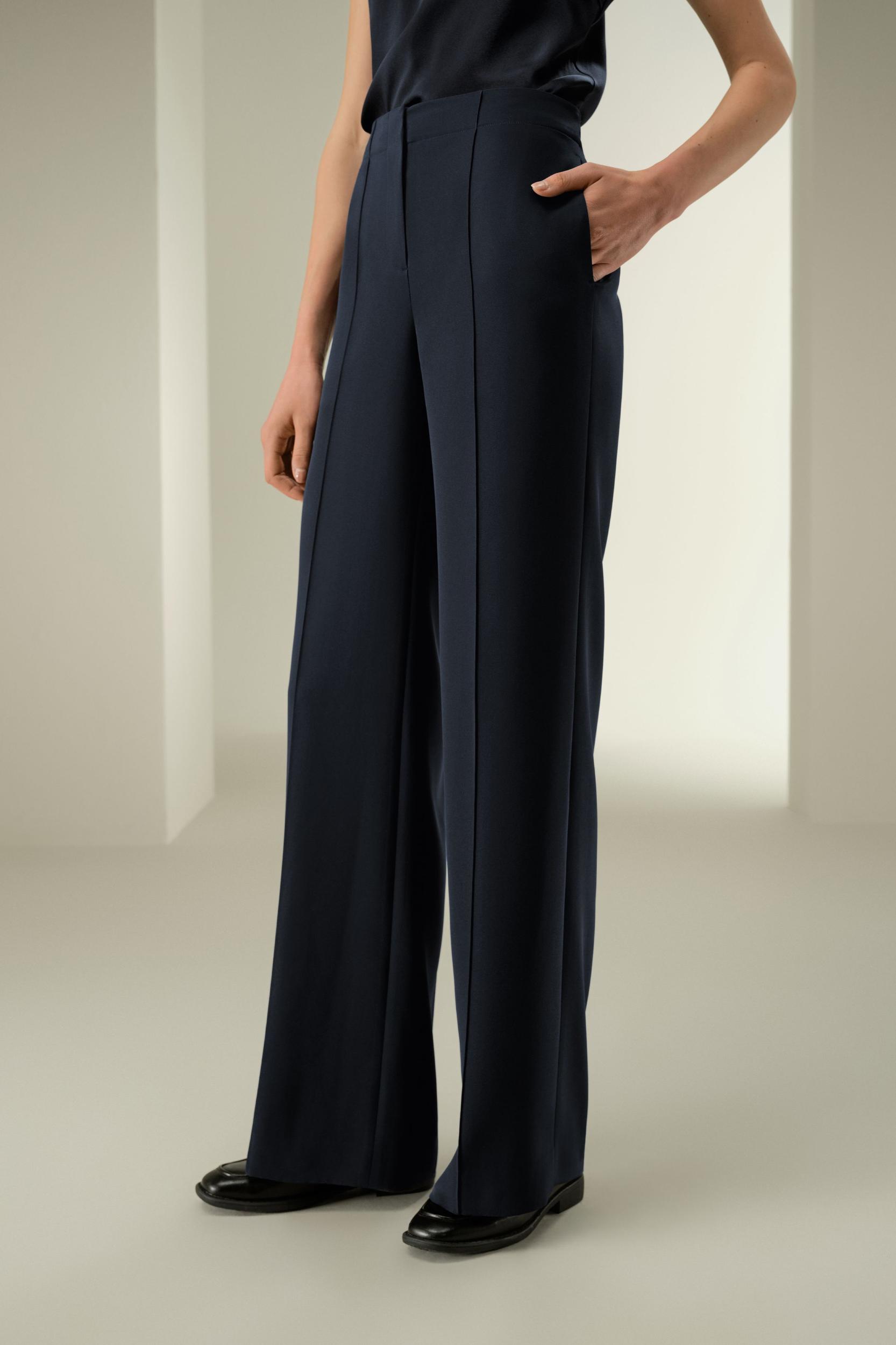 LILYSILK Silk Wide Leg Trousers - Women - Midnight Blue Heavy Silk - Breathable Minimalist Trouser 12 Product Image