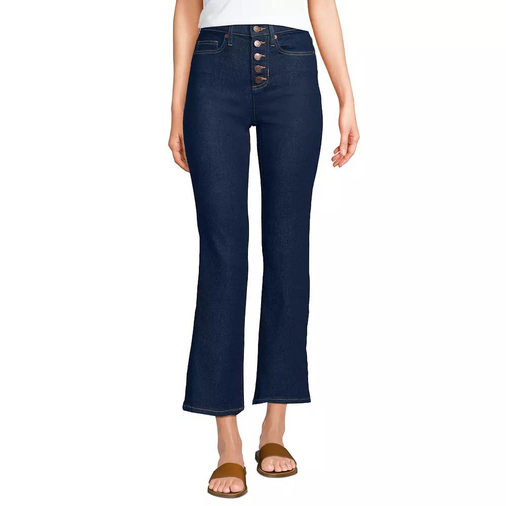 Women's Lands' End Recover High Rise Button Front Kick Flare Crop Jeans,  Product Image
