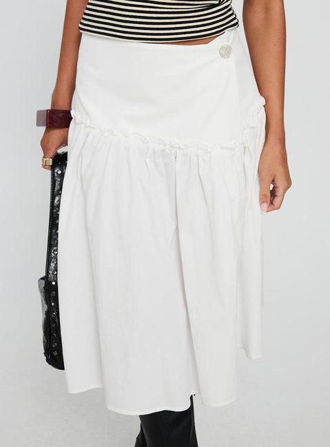 Jonsie Tiered Frill Midi Skirt White Product Image