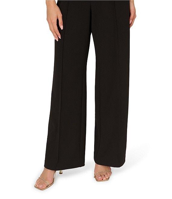 Adrianna by Adrianna Papell Crepe V-Neck Sleeveless Peplum Straight Leg Tuxedo Jumpsuit Product Image