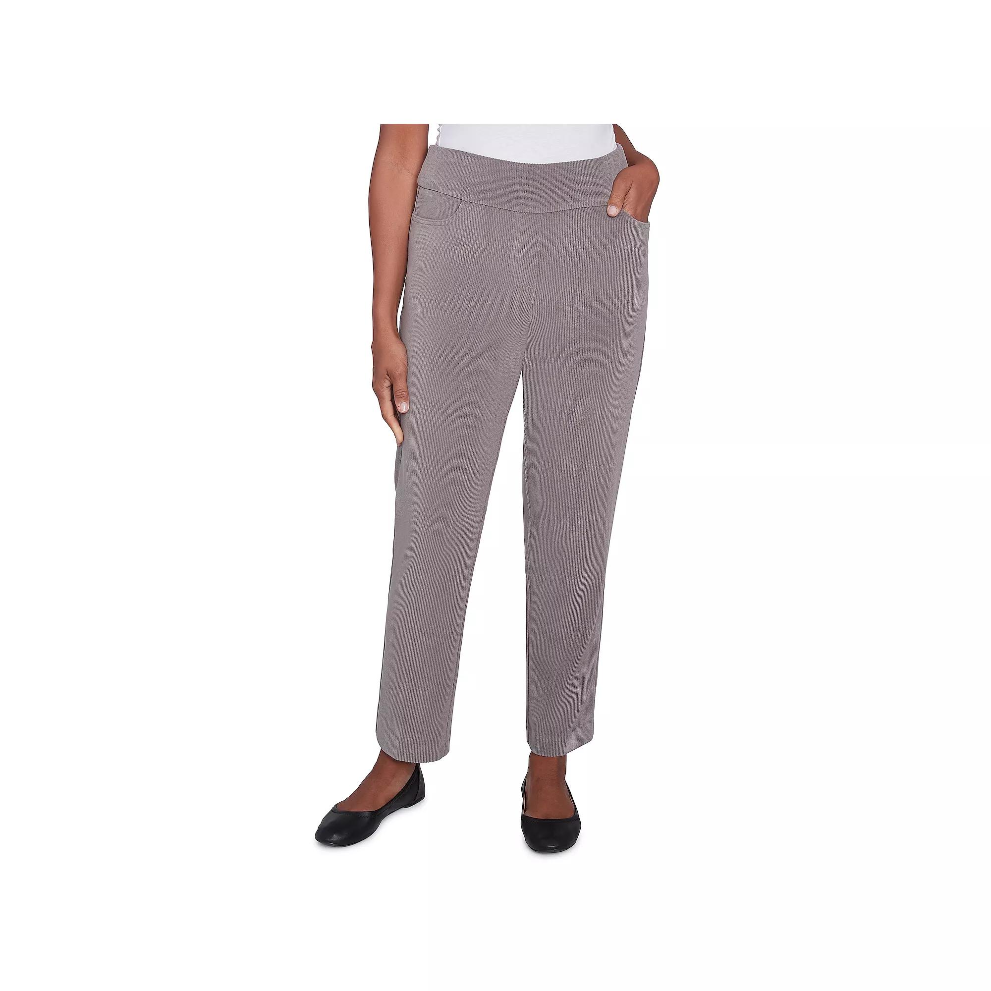 Women's Alfred Dunner Knit Corduroy Pull-On Short Length Pants, Size: 16 Short, Grey Product Image