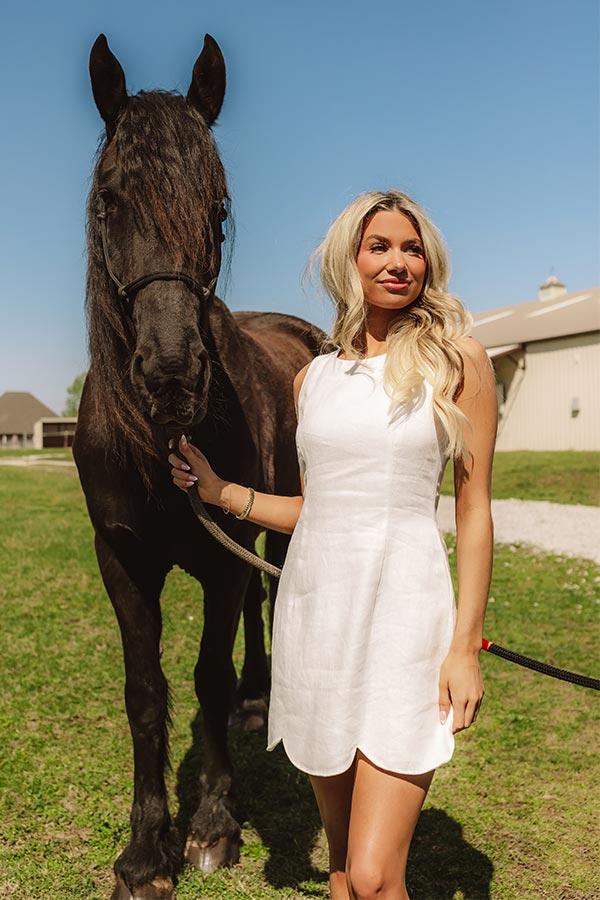 London Estate Linen Mini Dress in White Product Image