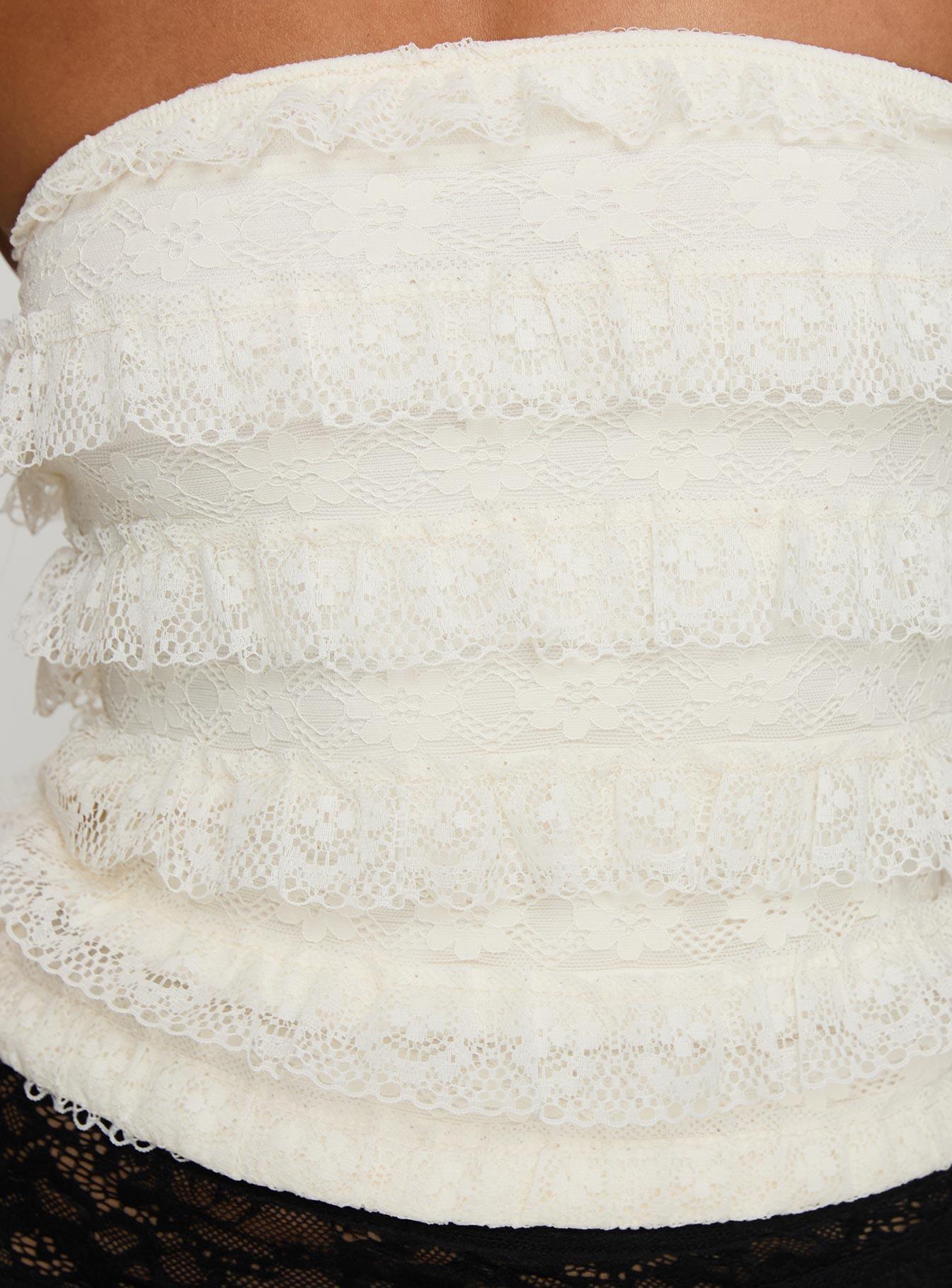 Saturn Returns Strapless Lace Top Cream Product Image