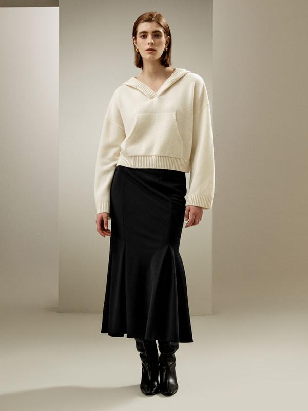 LILYSILK Hooded Cashmere Sweater - for Women - Green Wool Cashmere - Timeless Loose Fit Sweater S Product Image