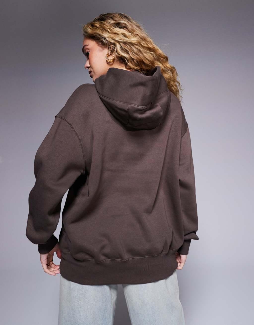 Nike Phoenix Fleece oversized hoodie in brown Product Image