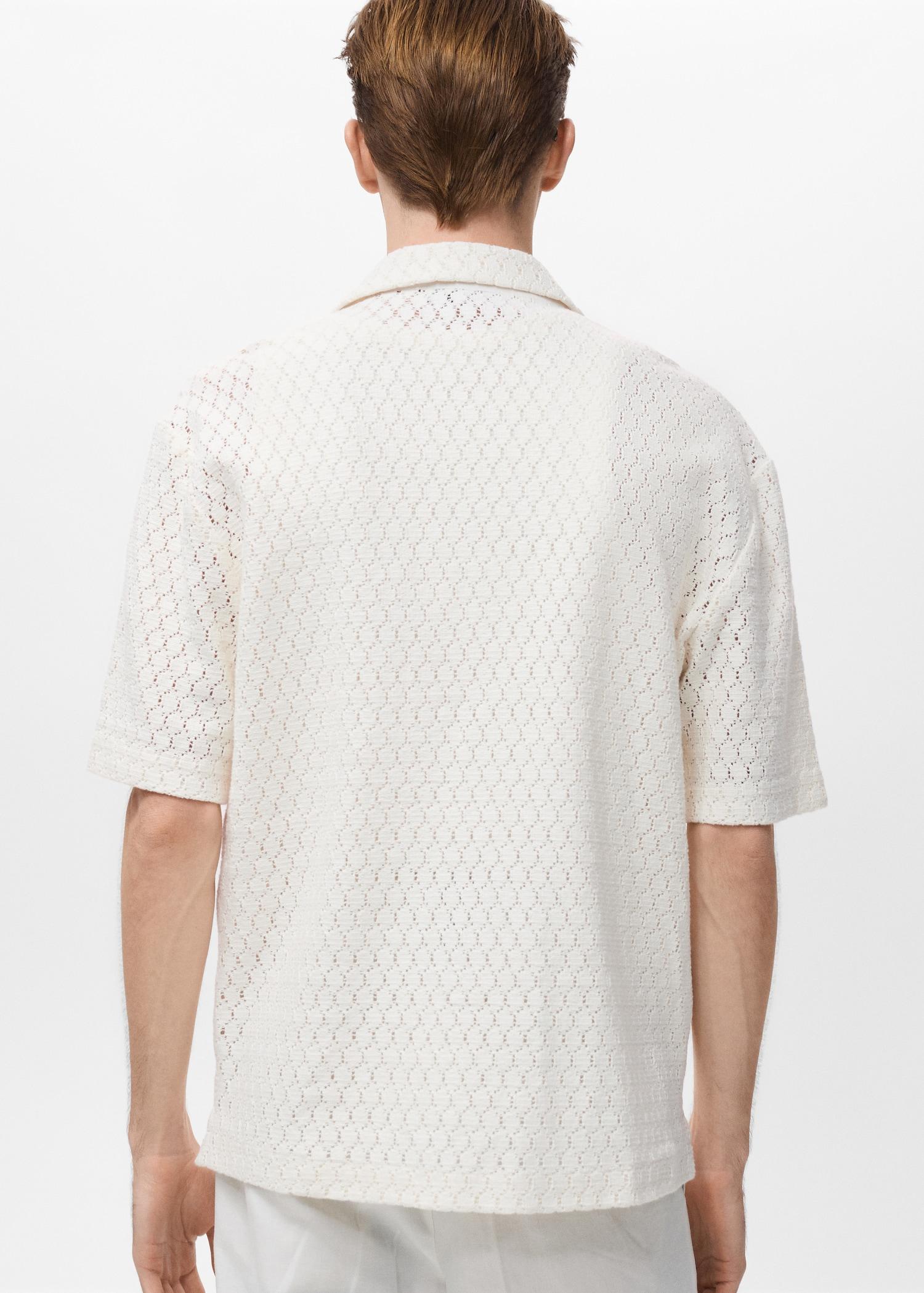 Cotton blouse with openwork detail - Men | MANGO USA Product Image