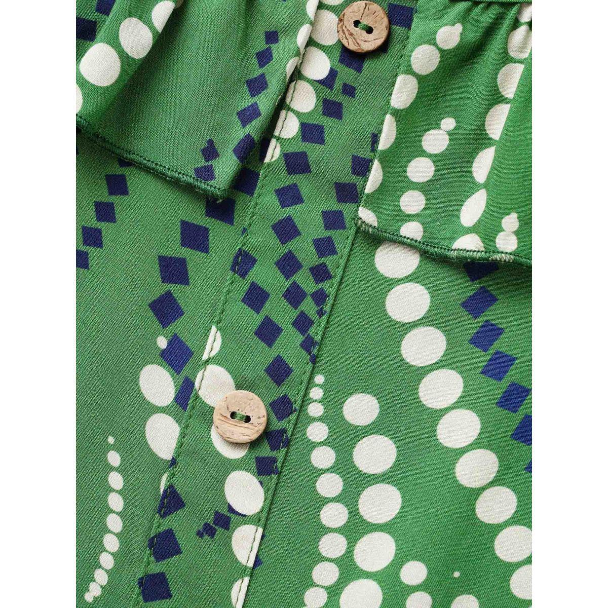 Plus Size Moss Polka Dot Ruffles Button Detail Blouse Women Elegant Long Sleeve Square Neck Everyday Blouses BloomChic 14-16/1X Product Image