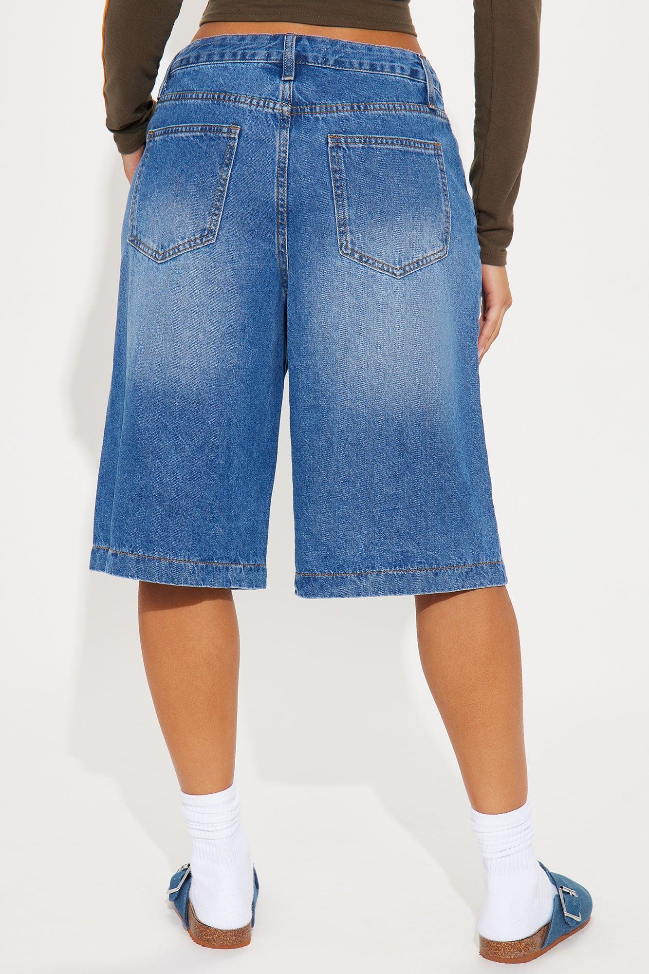 Nissa Non Stretch Denim Jorts - Medium Wash Product Image