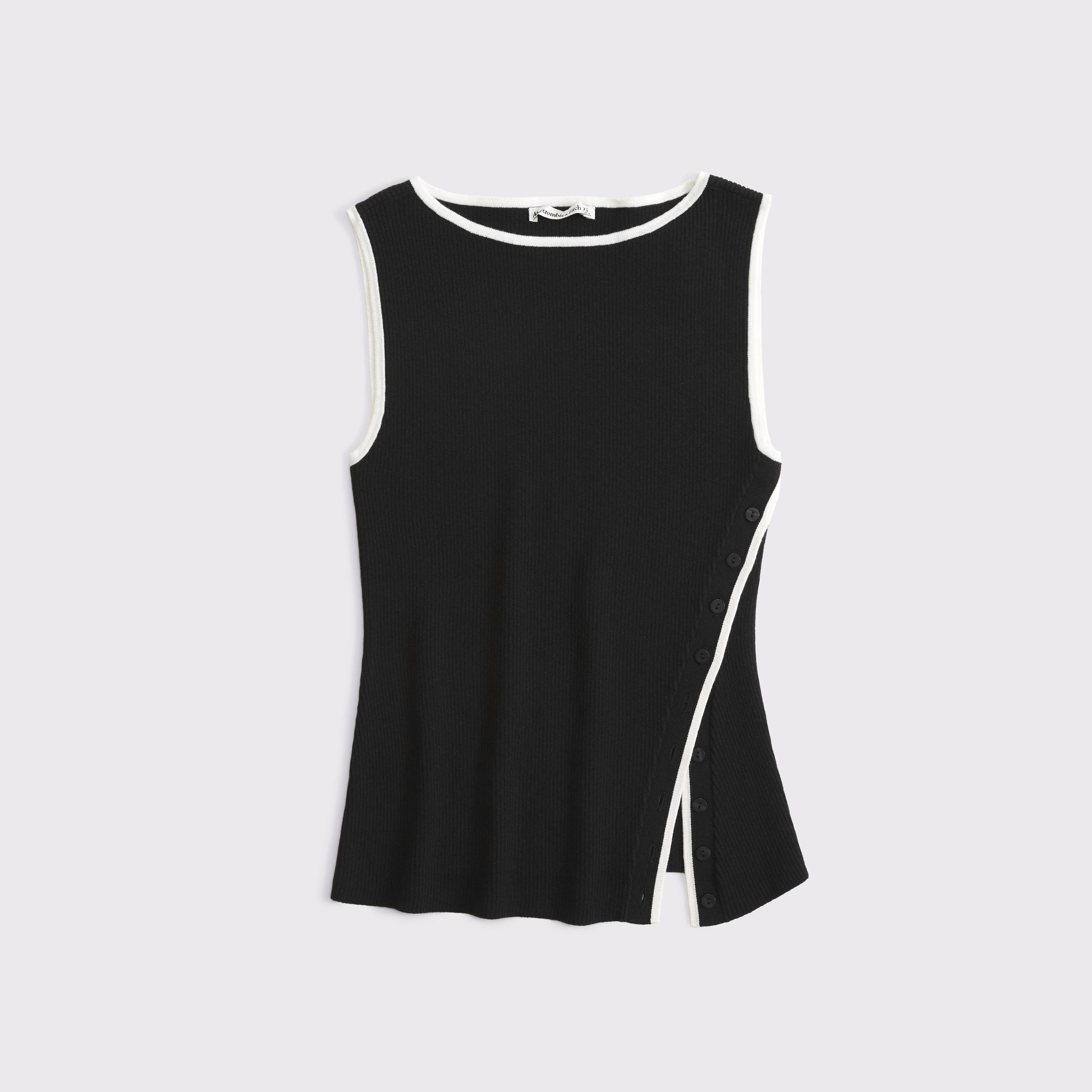 Asymmetrical Button Sweater Tank Product Image