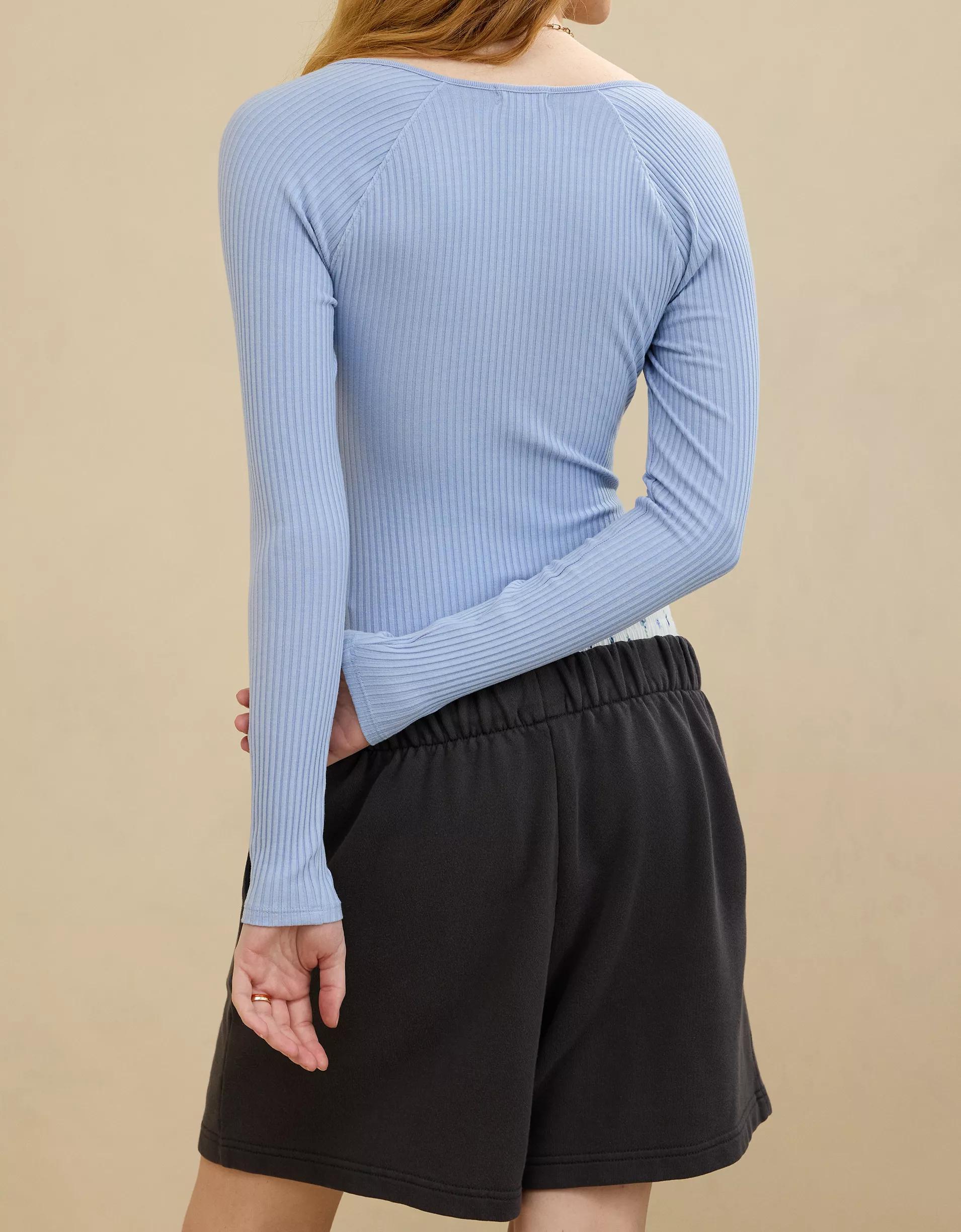 Aerie Long Sleeve Tie Front Bodysuit Product Image