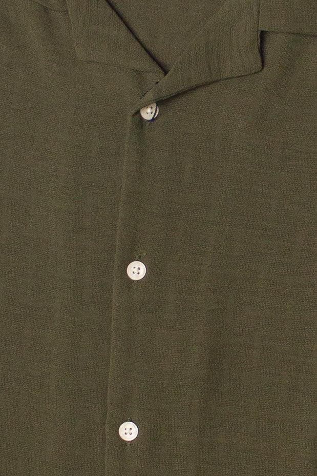 Olive Textured Woven Button Up Shirt Product Image