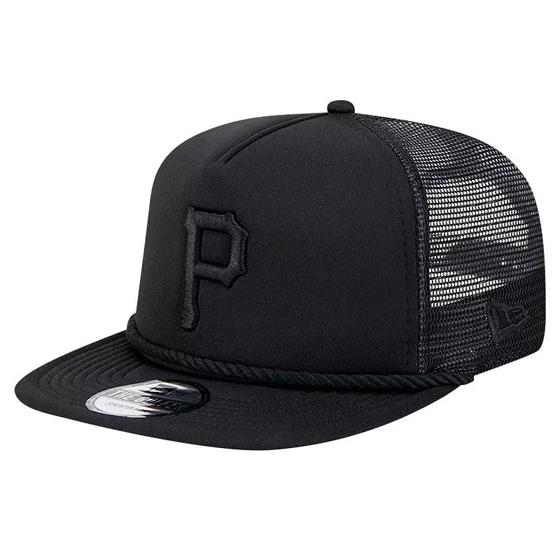 Men's New Era Black Pittsburgh Pirates Tone Foam Meshback Golfer Snapback Hat Product Image