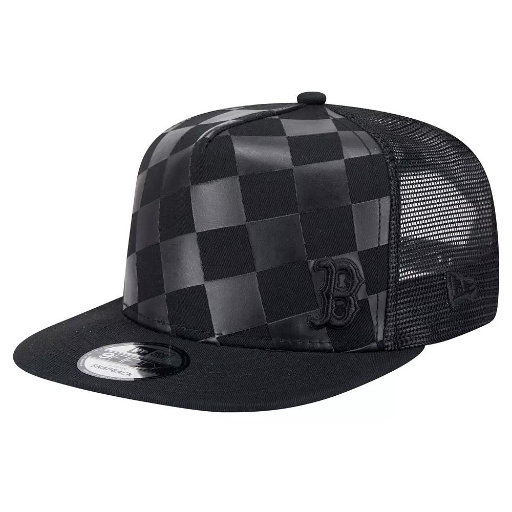 Men's New Era Black Boston Red Sox Score Check 9FIFTY A-Frame Trucker Snapback Hat Product Image