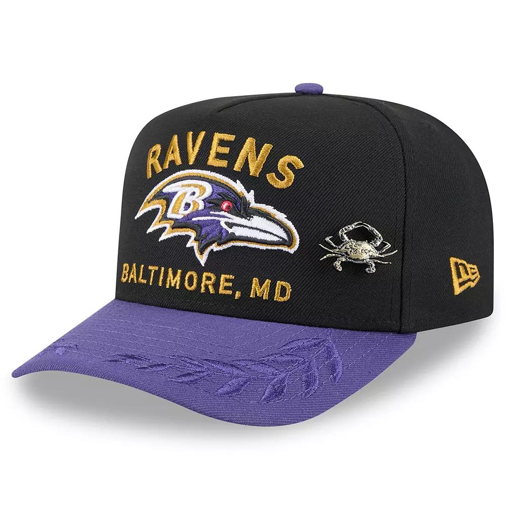 Men's New Era Black/Purple Baltimore Ravens 2025 NFL Draft On Stage A-Frame 59FIFTY Fitted Hat, Size: 7 1/2 Product Image