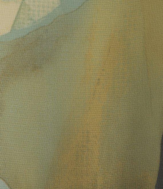 Anne Klein Plus Size Chiffon V-Neck Flutter Sleeve Tea Length Dress Product Image