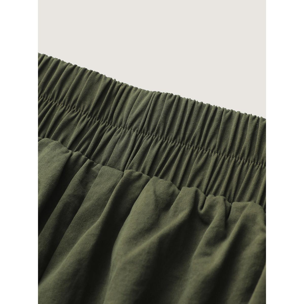 Plus Size Belted Waist Wide-Leg Pants Women ArmyGreen Leisure Loose Mid Rise Casual Pants BloomChic 22-24/3X Product Image