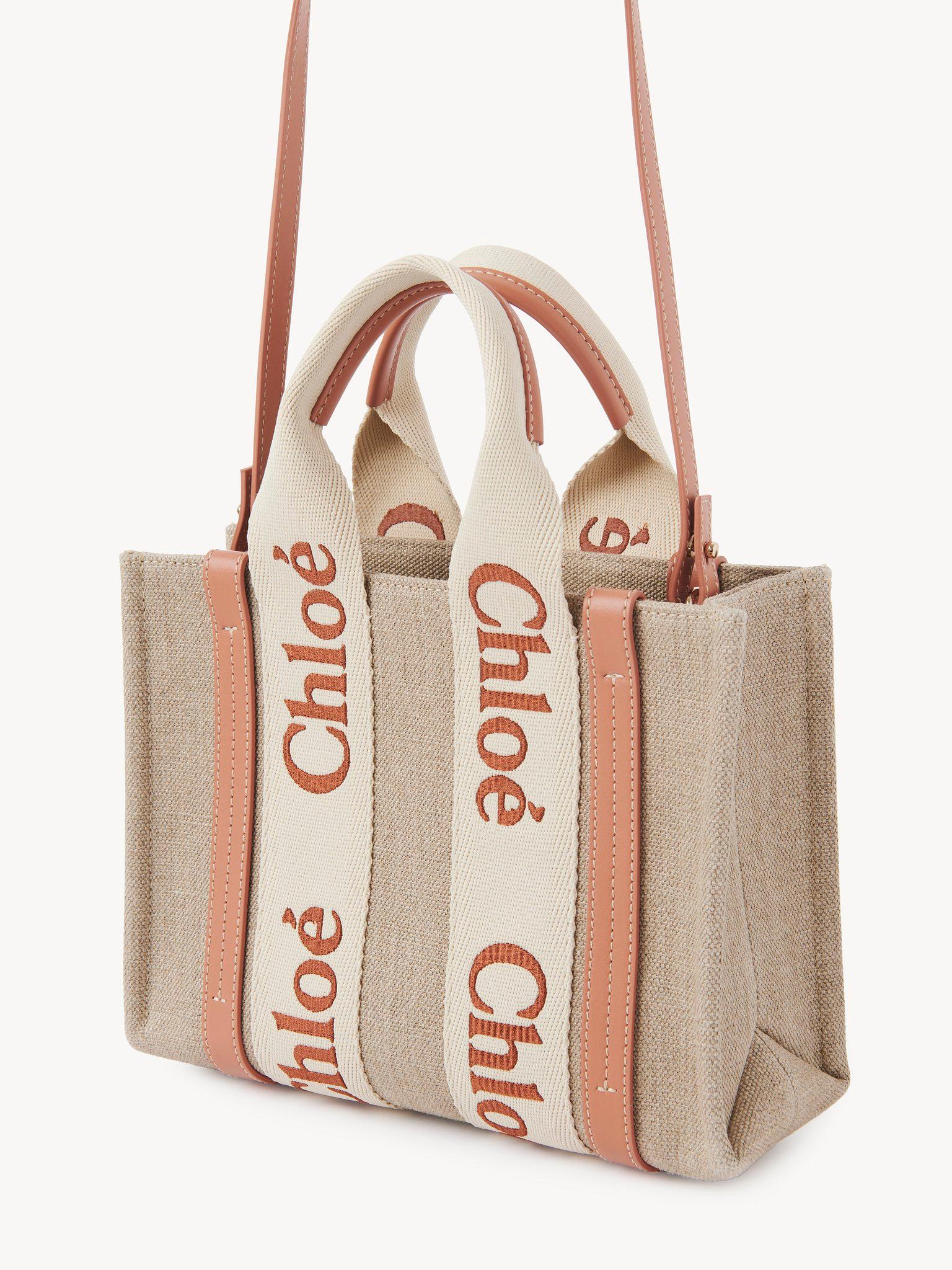 Small Woody tote bag in linen Product Image