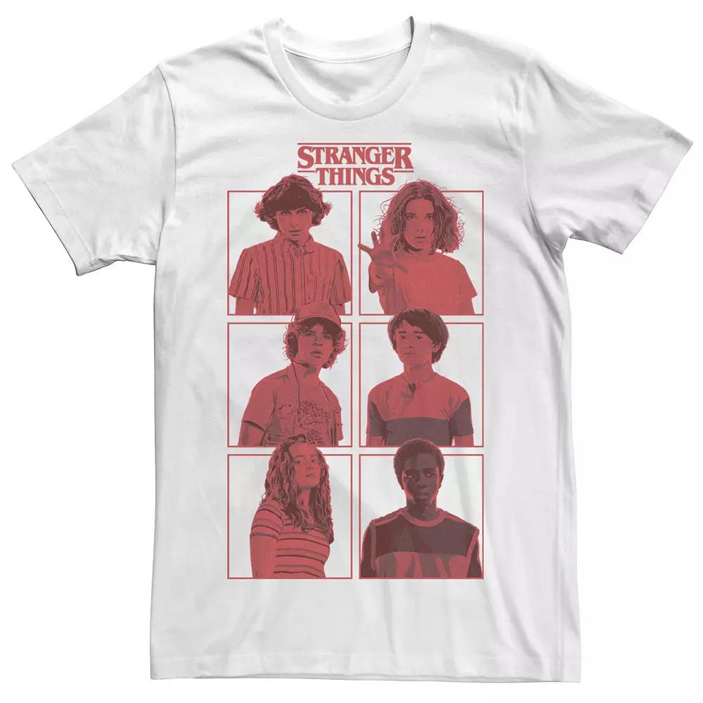 Men's Stranger Things Group Shot Red Box Up Tee, Size: XS, White Product Image