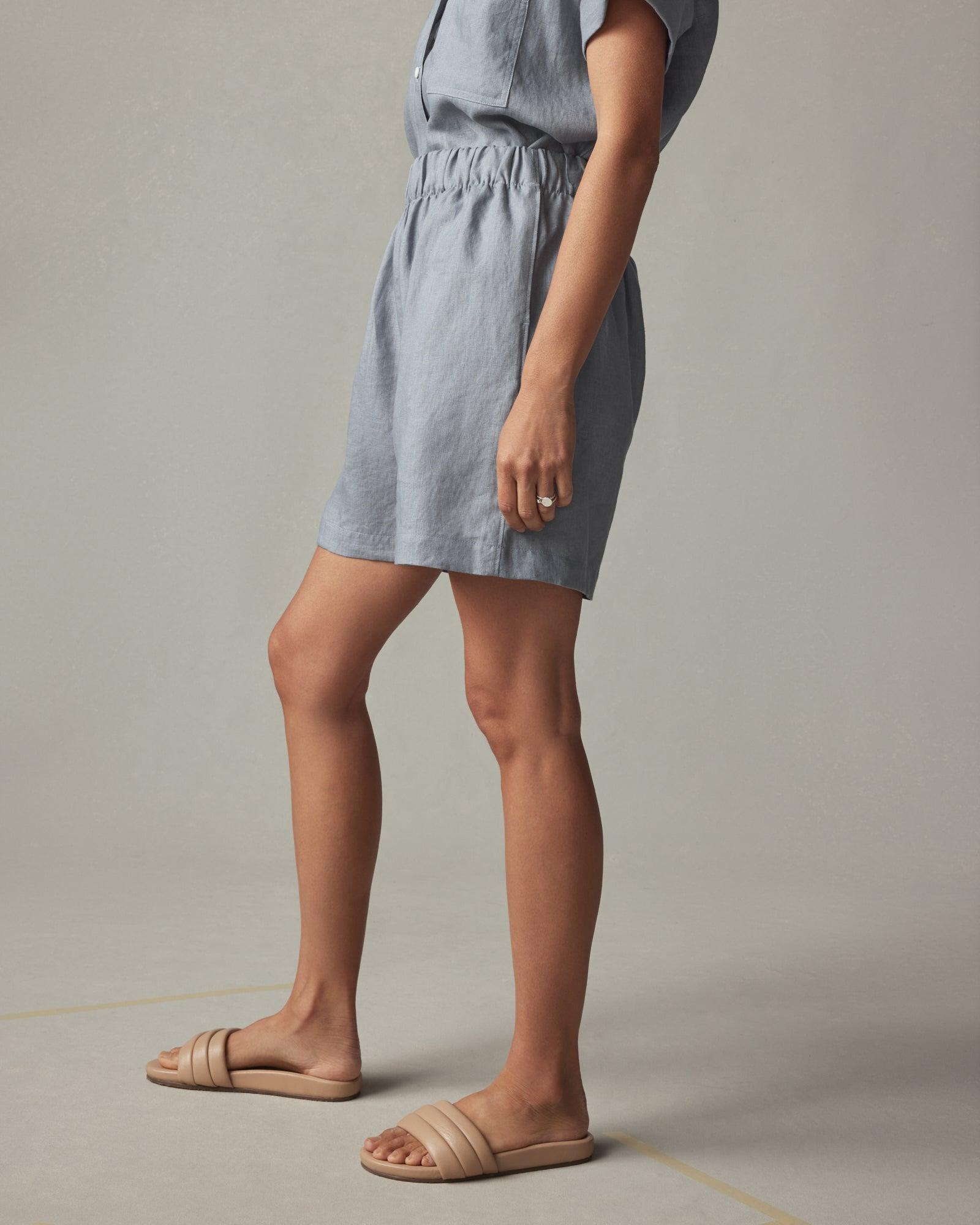 Women's Linen Short - Dusty Blue Female Product Image
