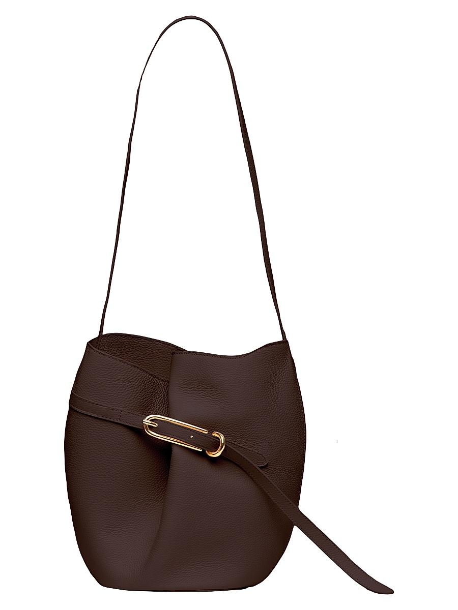 Womens Belted Mini Leather Bucket Bag Product Image