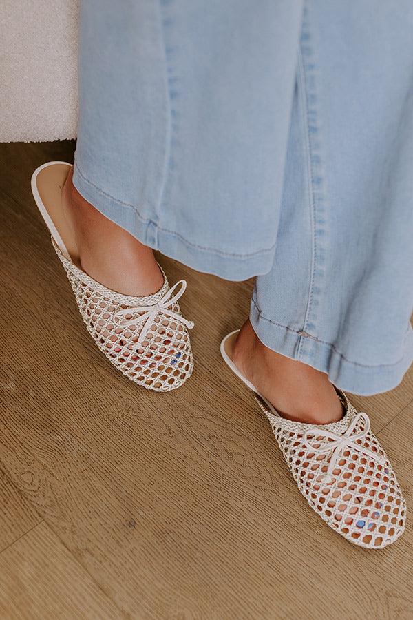 The Elsie Faux Leather Woven Flats in Ivory Product Image