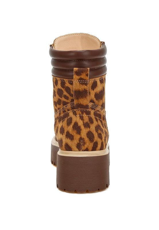 Ujola High Ankle Leopard Print Suede Boots Product Image
