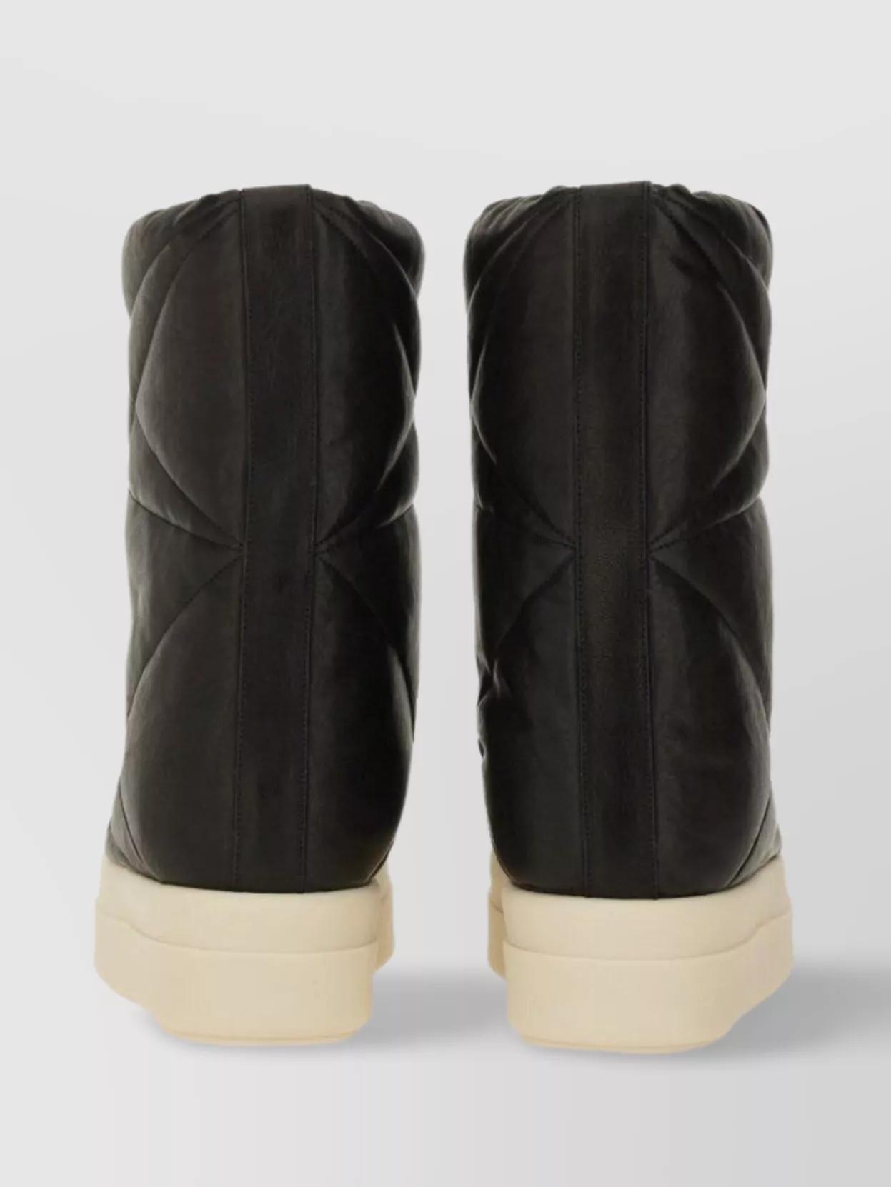 RICK OWENS Round Toe Ankle Boots With Contrast Sole In Black Product Image