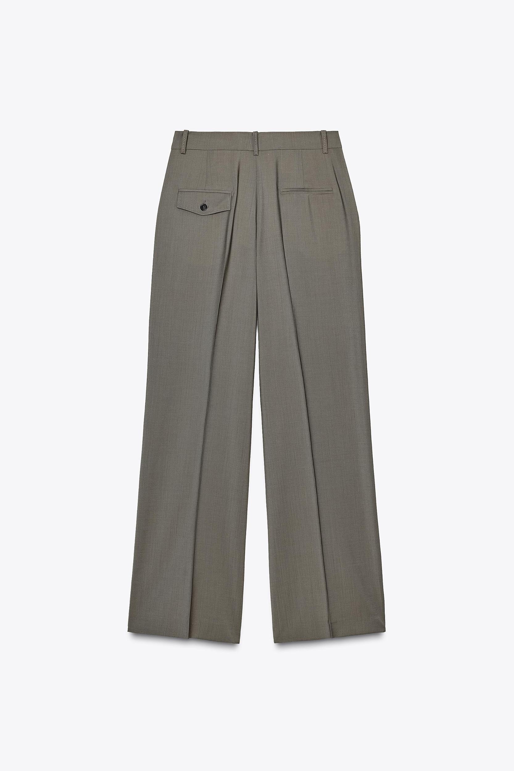 100% WOOL STRAIGHT LEG PANTS ZW COLLECTION Product Image