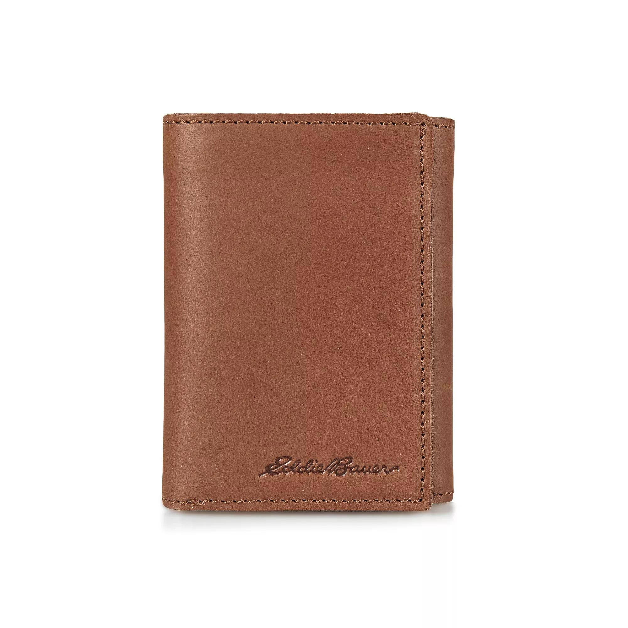 Men's Eddie Bauer Outdoor Embossed Logo Leather Trifold Wallet, Brown Product Image
