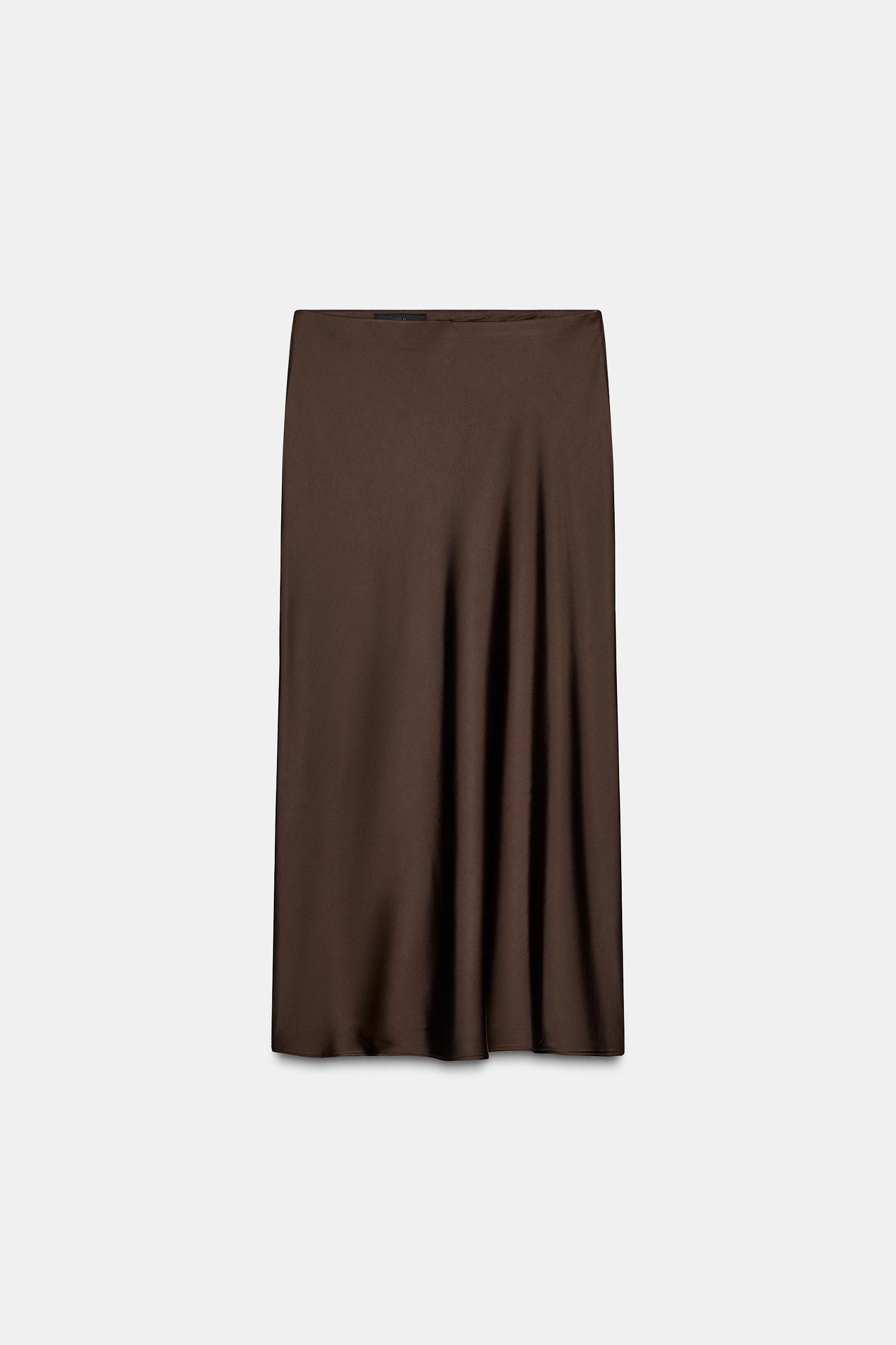 SATIN EFFECT MIDI SKIRT Product Image