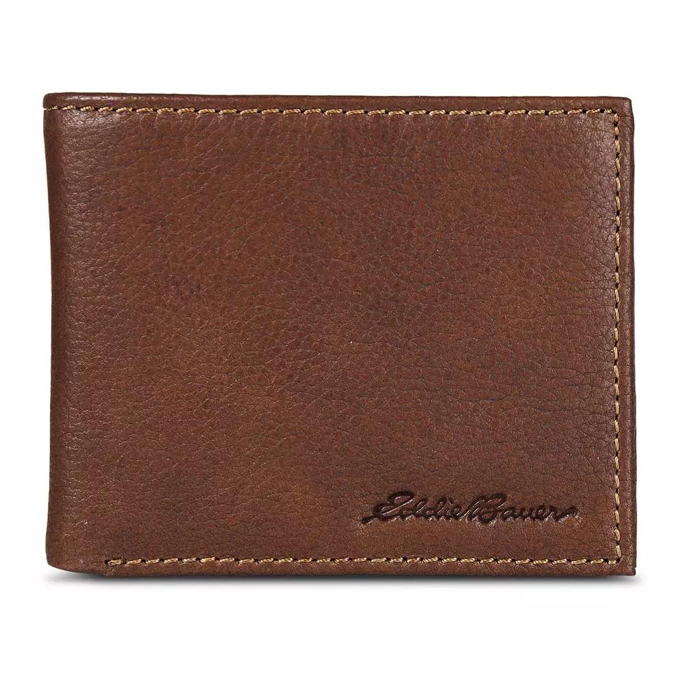 Men's Eddie Bauer Logo Leather Flip ID Bifold Wallet Product Image