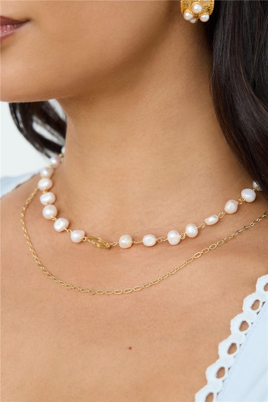 Washed Up Freshwater Pearl Necklace Gold Product Image