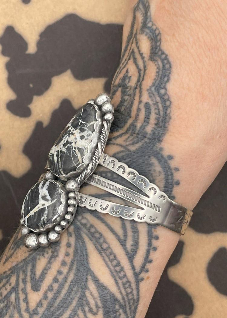 Sterling Silver White Buffalo Turquoise Cuff Bracelet Product Image